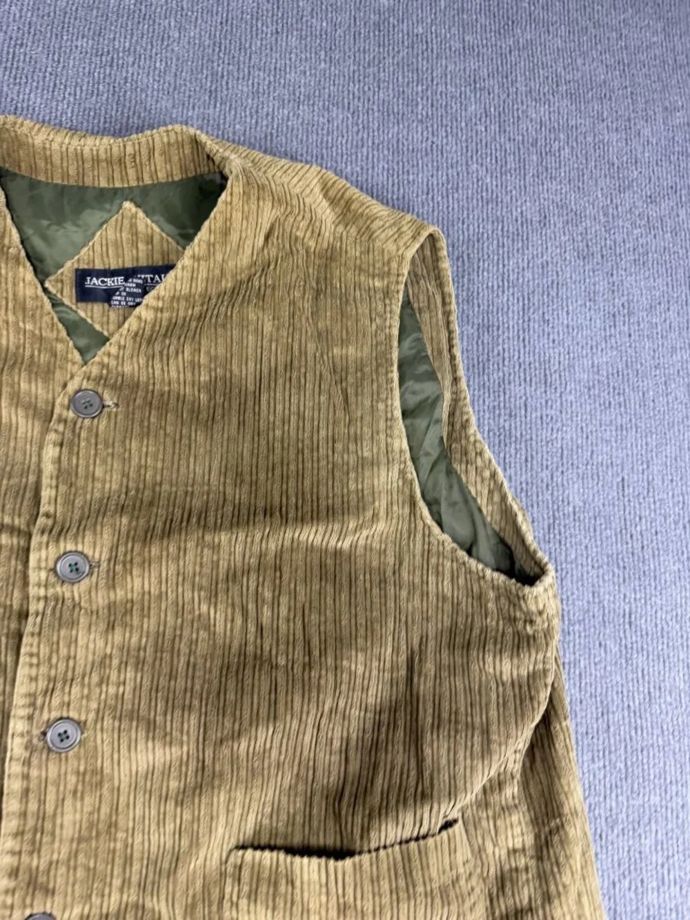 Jackie Vital Mens  Green Corduroy Button Front Vest Size L